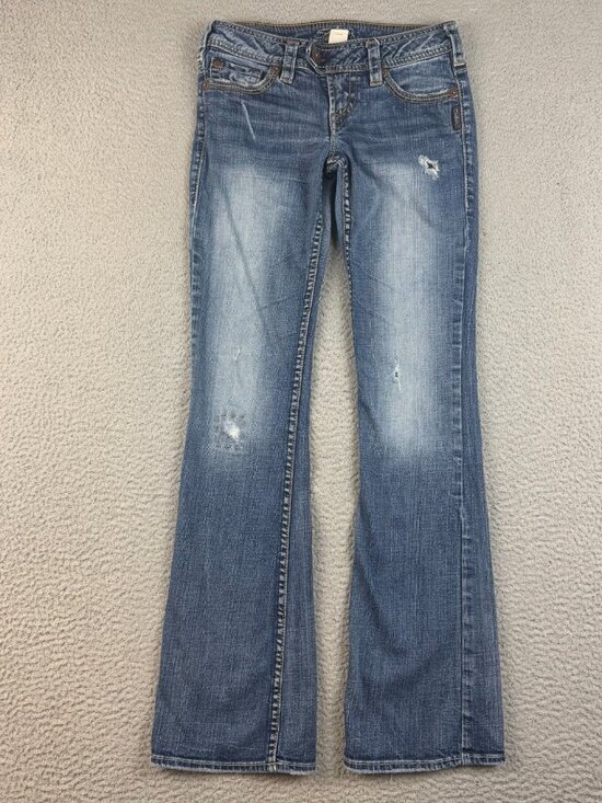 Silver Jeans Denim - Silver Jeans Womens 25x33 Blue Tuesday Low Rise Slim Boot Bootcut Stretch Denim